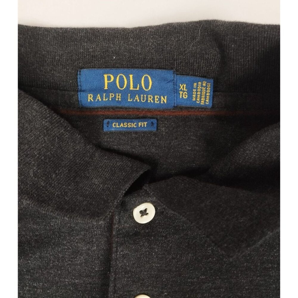 Polo Ralph Lauren Men XL Long Sleeve Polo Shirt Charcoal Gray Cotton Classic Fit - Picture 3 of 6